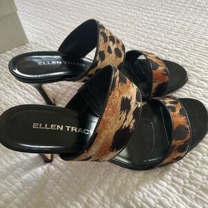Ellen Tracy Cheetah Animal Print Slide-on Sandal Heels. Size 9.